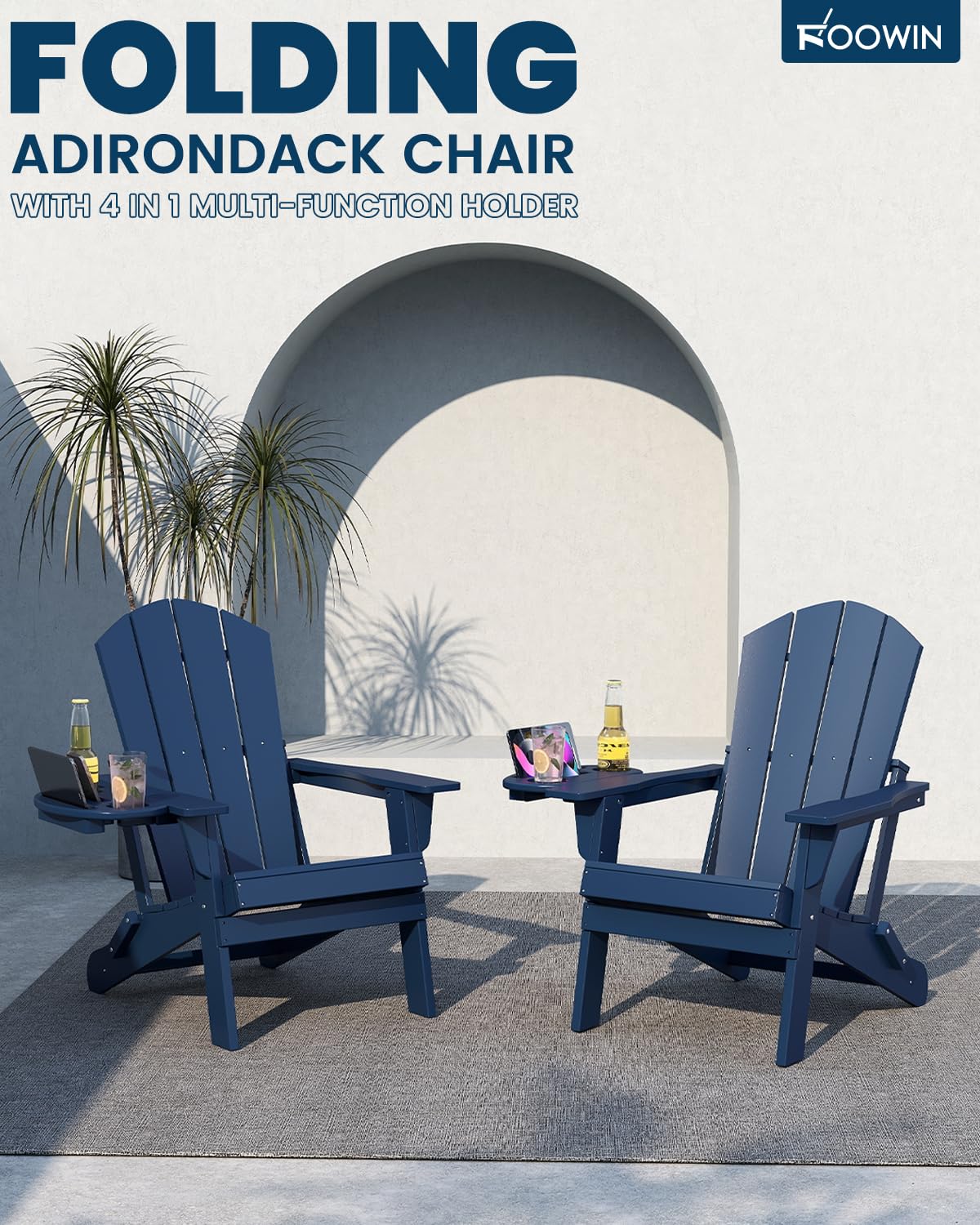 Folding Adirondack Chair Set of 8 with Cup Holder V47094
