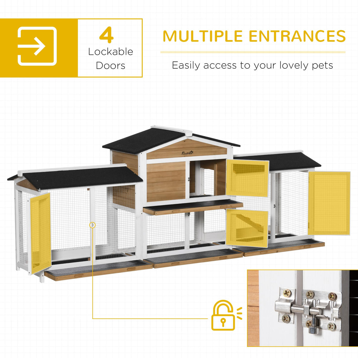 White Wooden Rabbit Hutch with Ramp X6917