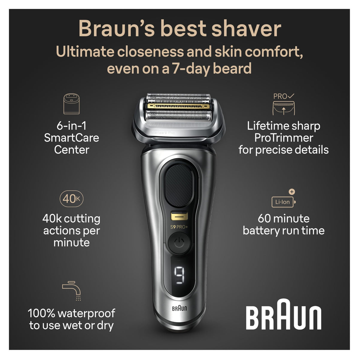 Electric Razor with 5 Shave Elements and Trimmer B892