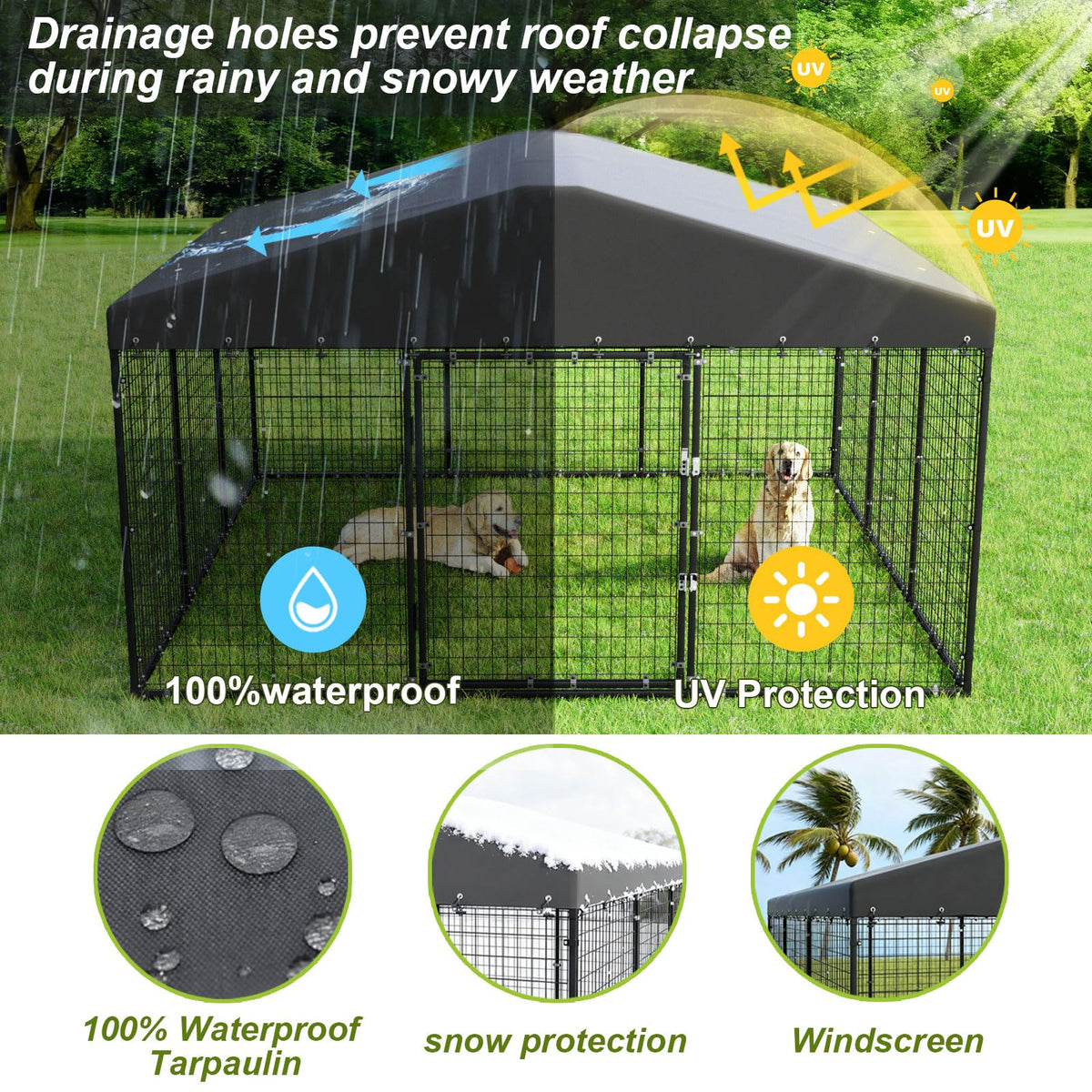 10 x 10 x 6 FT Outdoor Dog Kennel E12616