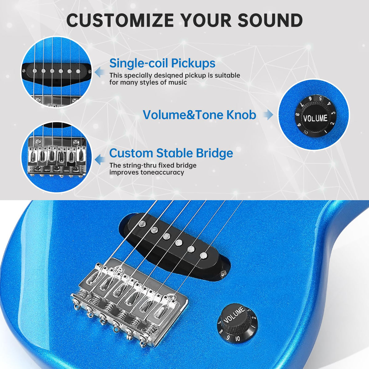 30 Inch Kids ST Style Mini Electric Guitar Beginner Kit with Amplifier X99312