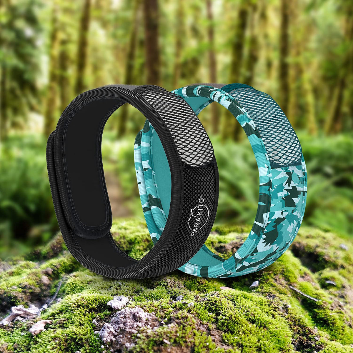 Mosquito Repellent Bracelets + Refill Pellets Bundle Peppermint Oil Black C92520