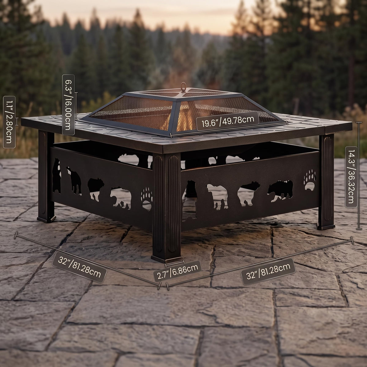 32" Outdoor Wood Burning Fire Pit Table D51701