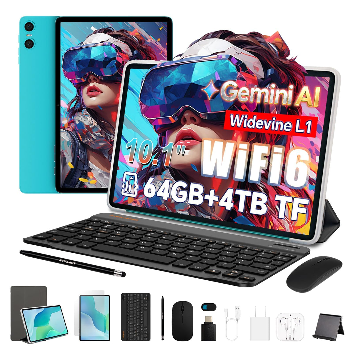 10.1" Android 2-in-1 Tablet Bundle with Keyboard Mouse Case O76809