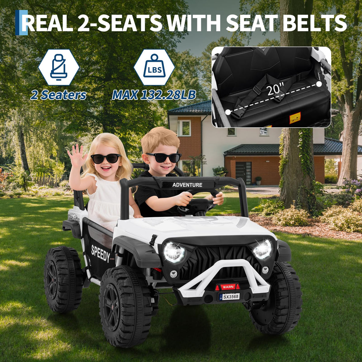 24V 4WD Electric Car 2 Seater UTV with Remote Control B79742