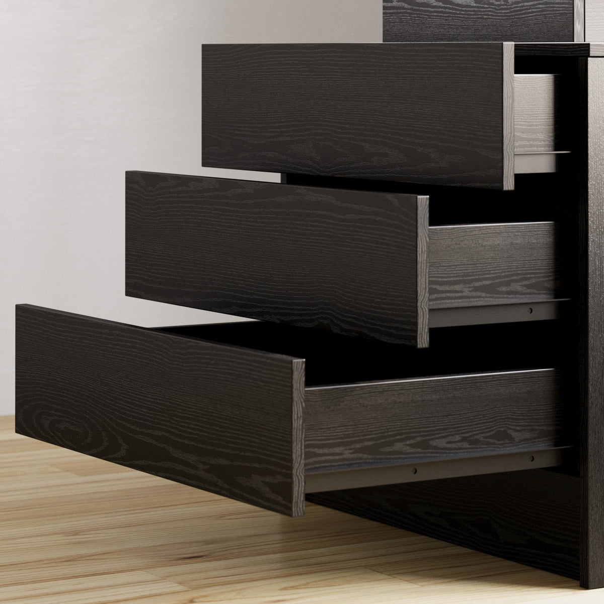 Black 3 Drawer Nightstand with Charging Station U93152