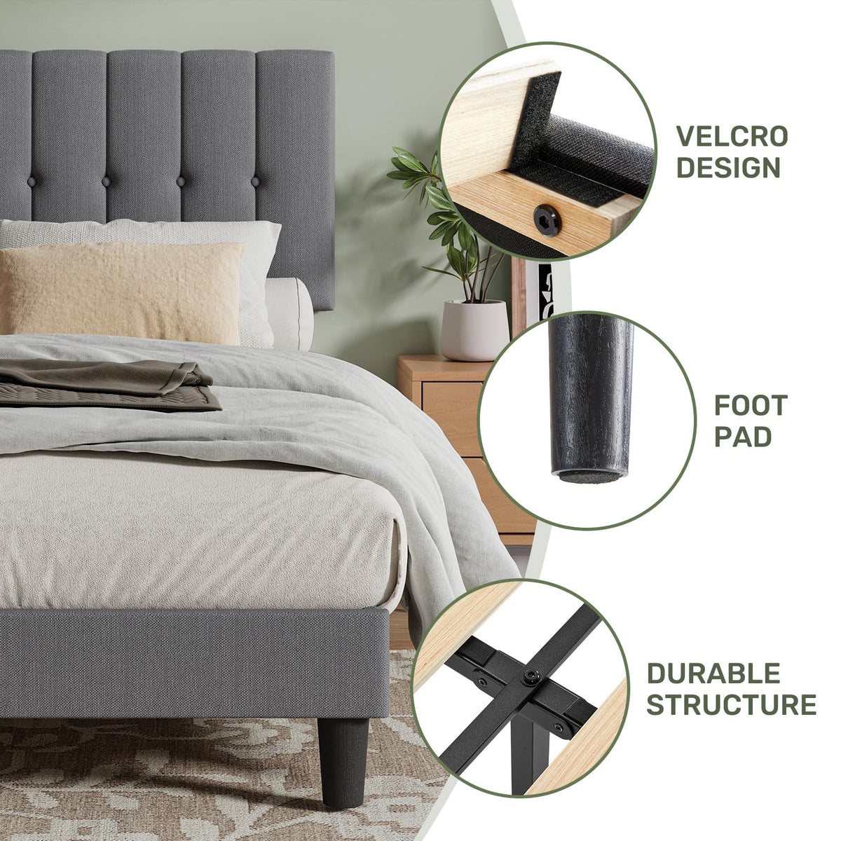 Queen Size Bed Frame with Headboard M547