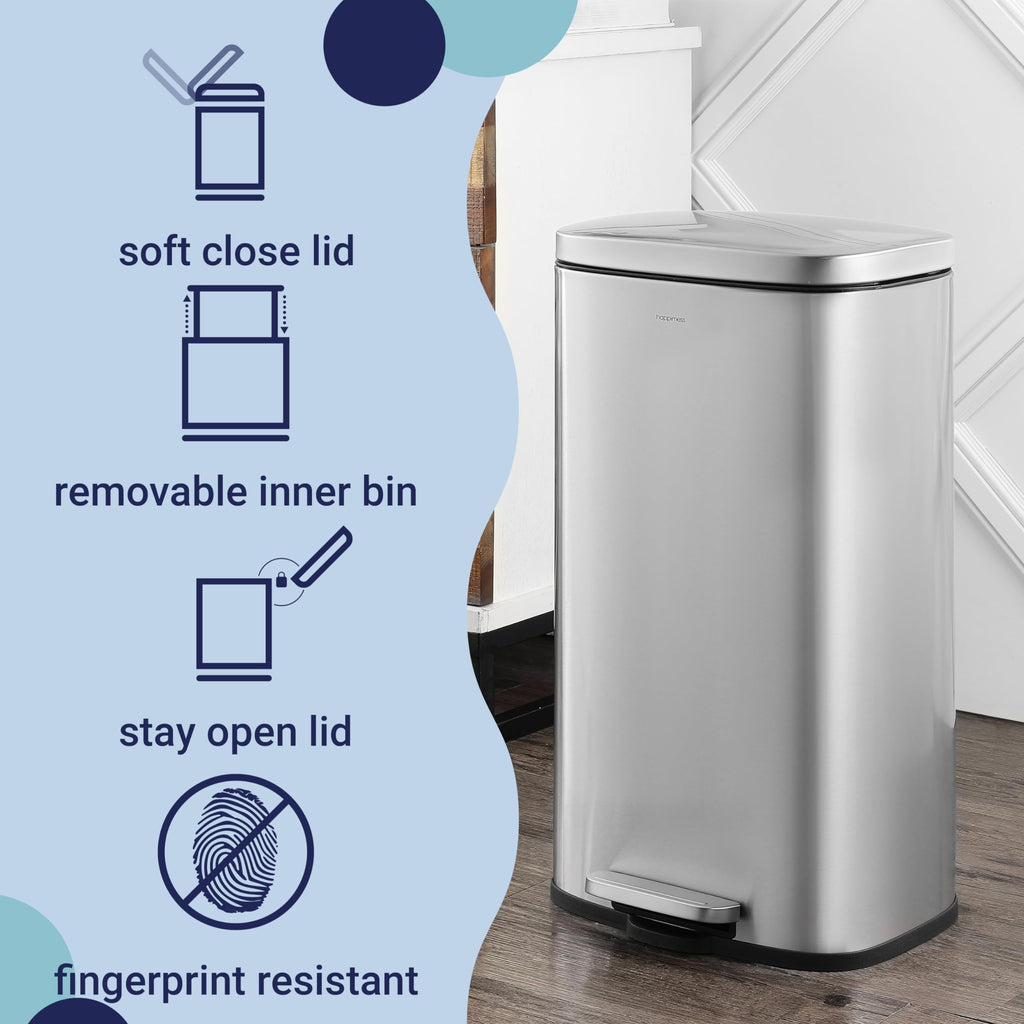 8 Gal Step Trash Can Soft Close 25" I35795