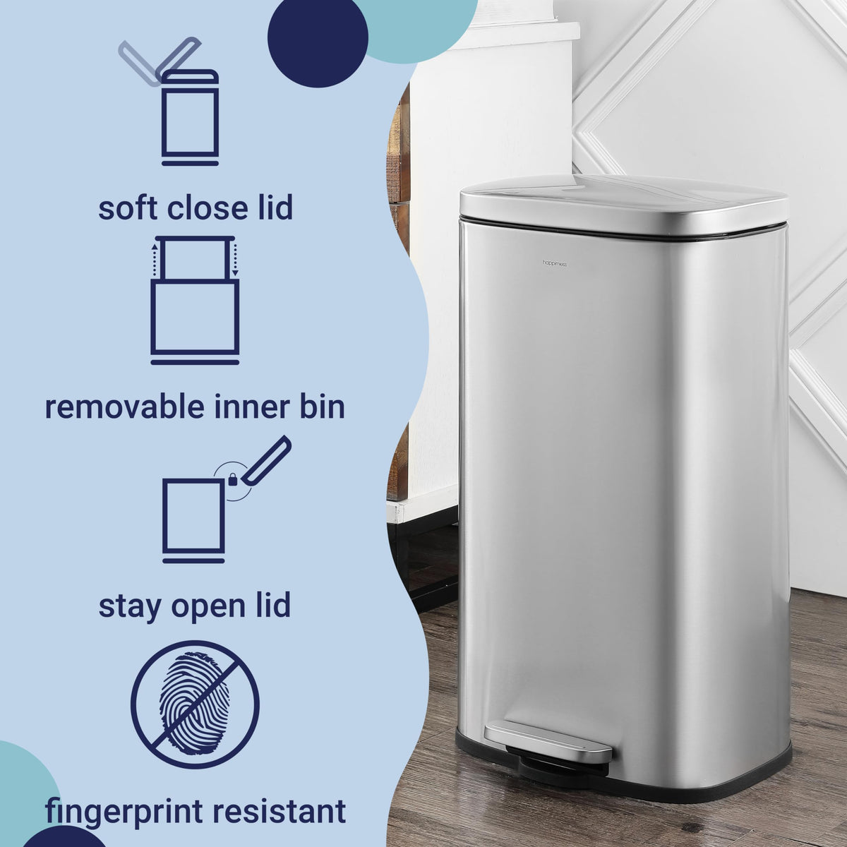 8 Gal Step Trash Can Soft Close 25" I35795