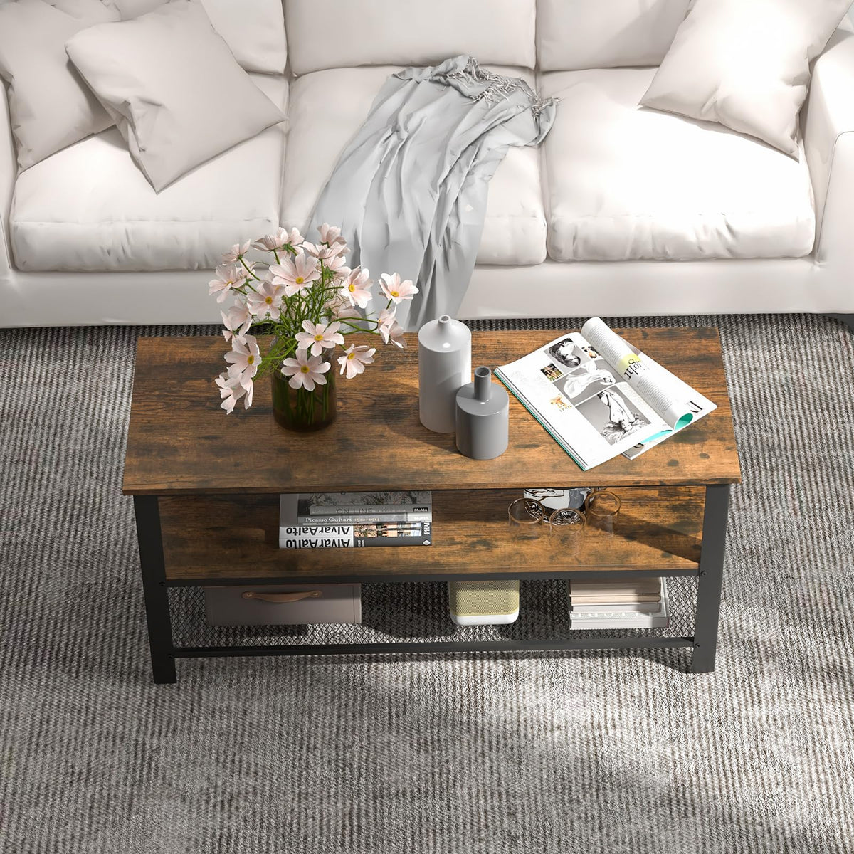Small 3-Tier TV Stand with Power Outlets and USB Ports Q523322