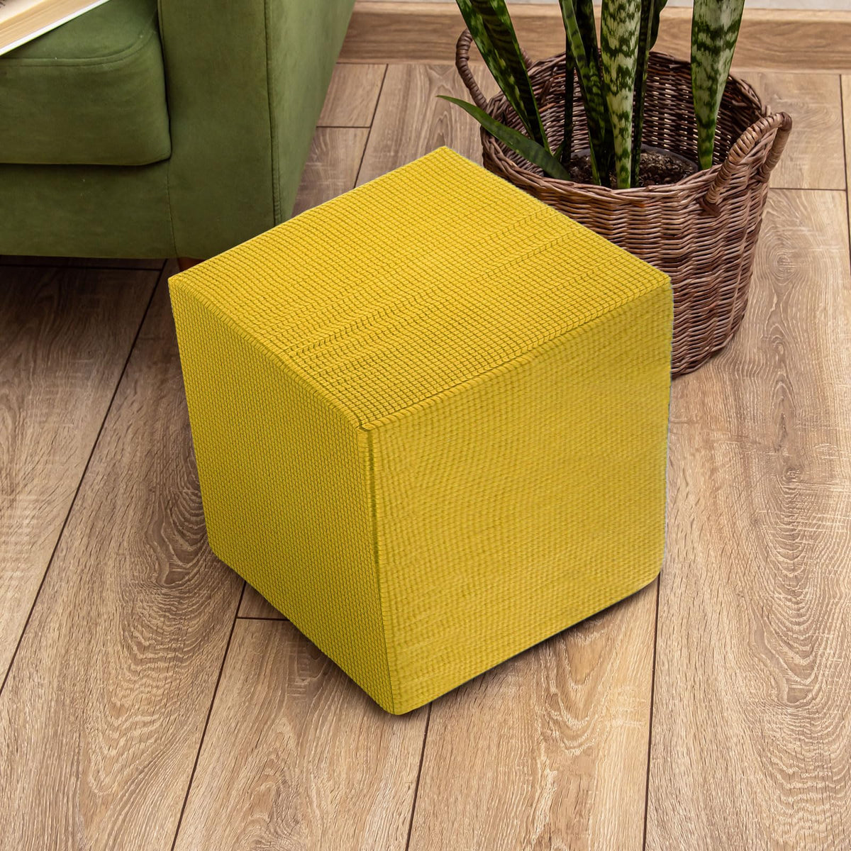 Teal Stretch Polyester Ottoman Cover B524