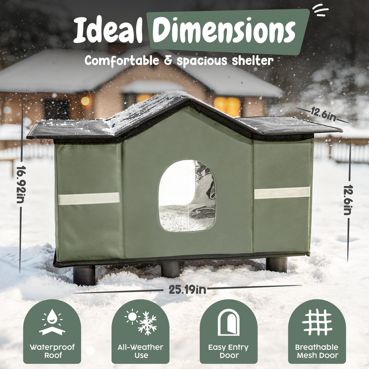 Insulated Outdoor Cat House with Self Warming & Self Cooling Mat C458757