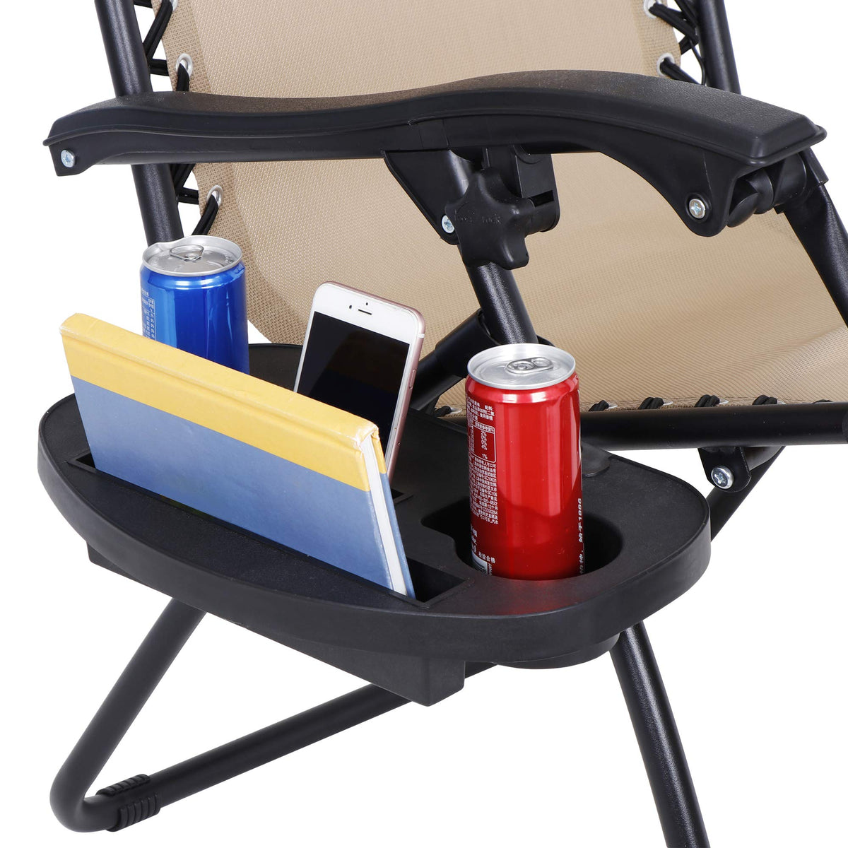 Zero Gravity Chair Set of 2 Folding Recliner with Cup Holder Tray and Pillow C8007