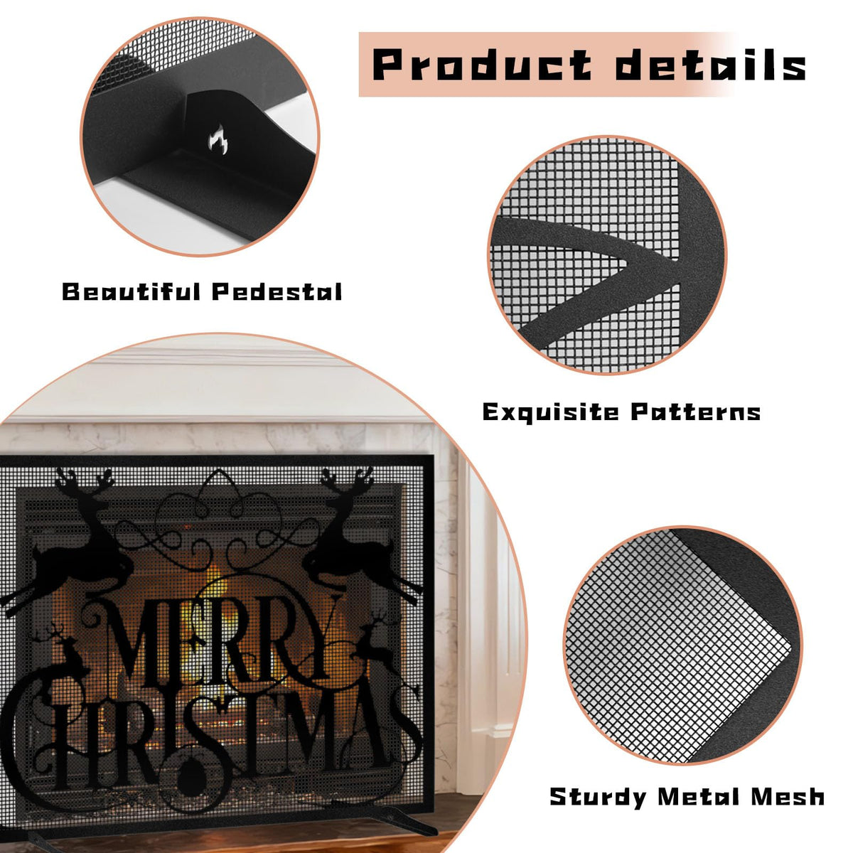 Christmas Fireplace Screen V232
