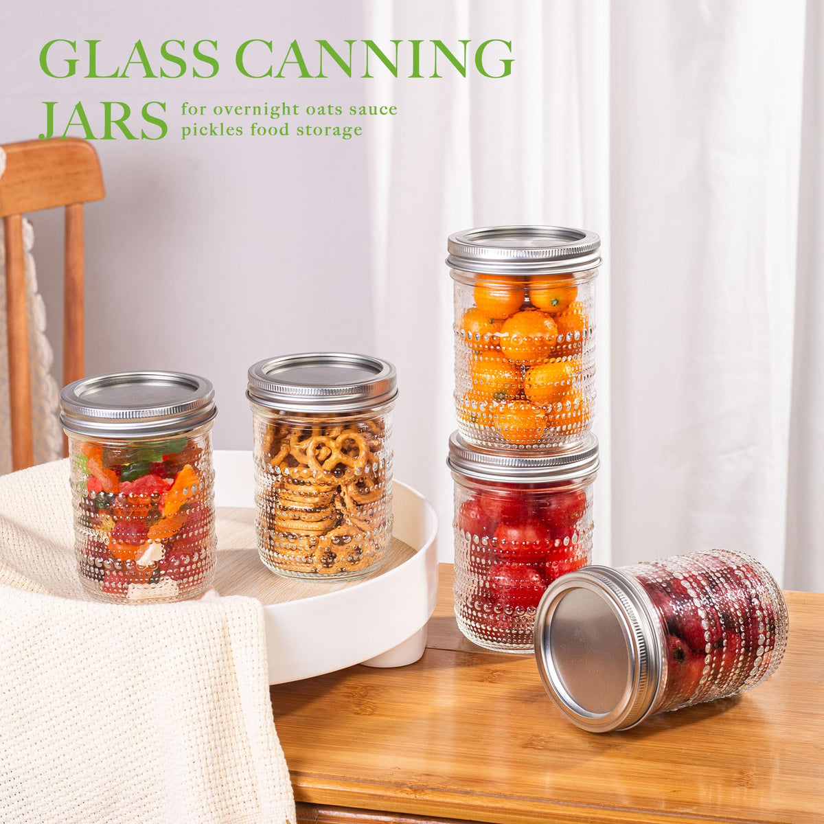 16 Oz Wide Mouth Glass Mason Jars 6 Packs D29685