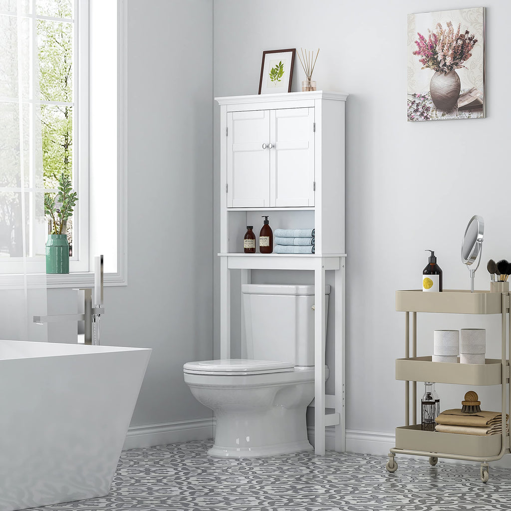 Over the Toilet Storage Cabinet with Doors and Adjustable Shelf H625927