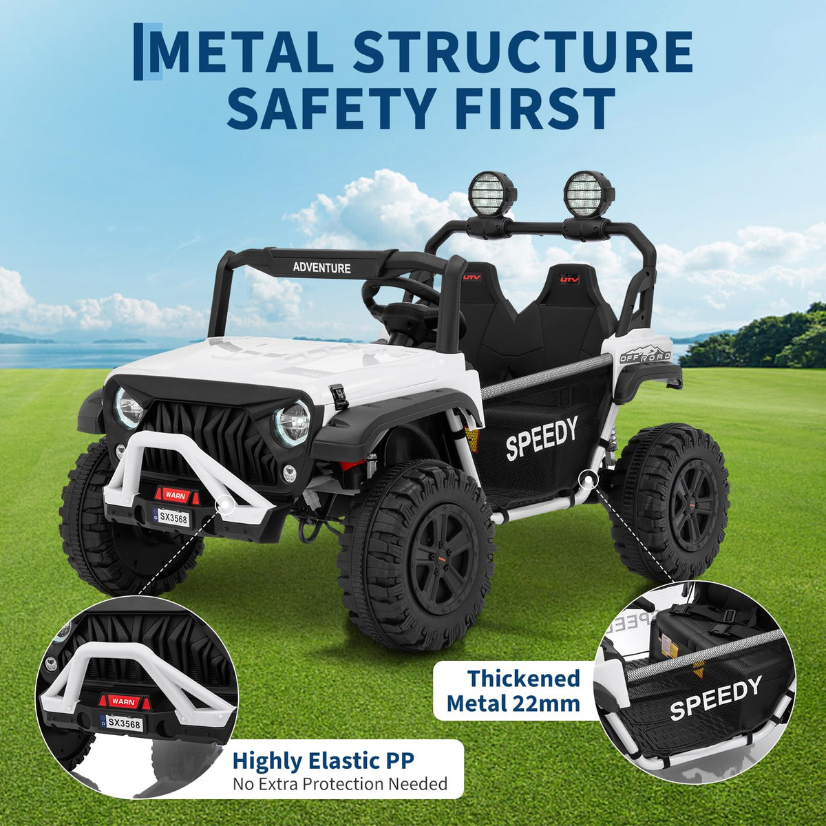 24V 4WD Electric Car 2 Seater UTV with Remote Control B79742