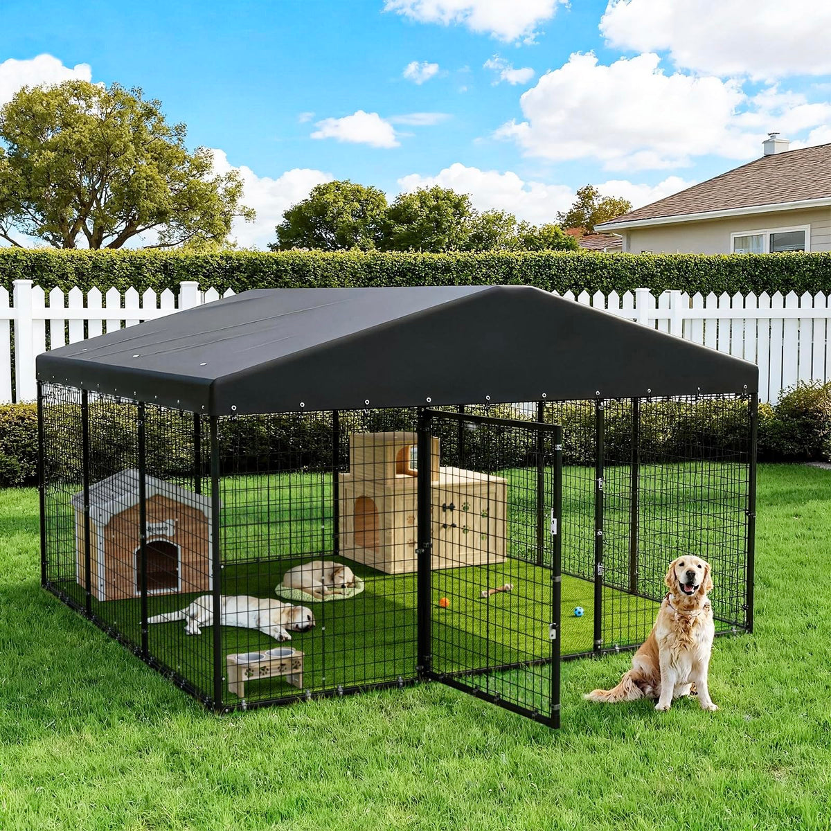 10 x 10 x 6 FT Outdoor Dog Kennel E12616