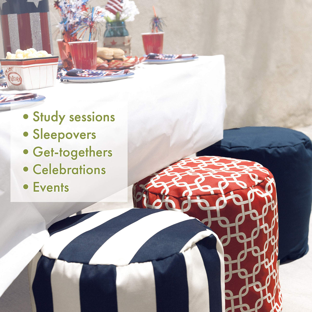 Teal Indoor/Outdoor Bean Bag Ottoman Pouf J5138