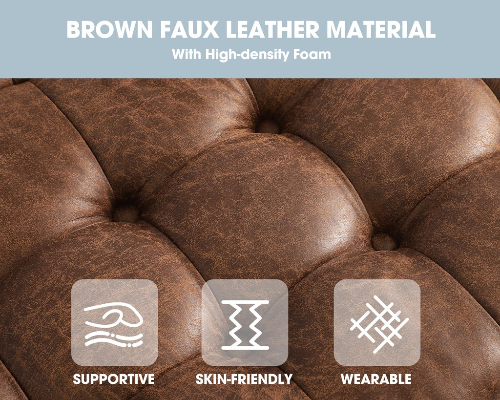 51" Brown Button-Tufted Storage Bench X468