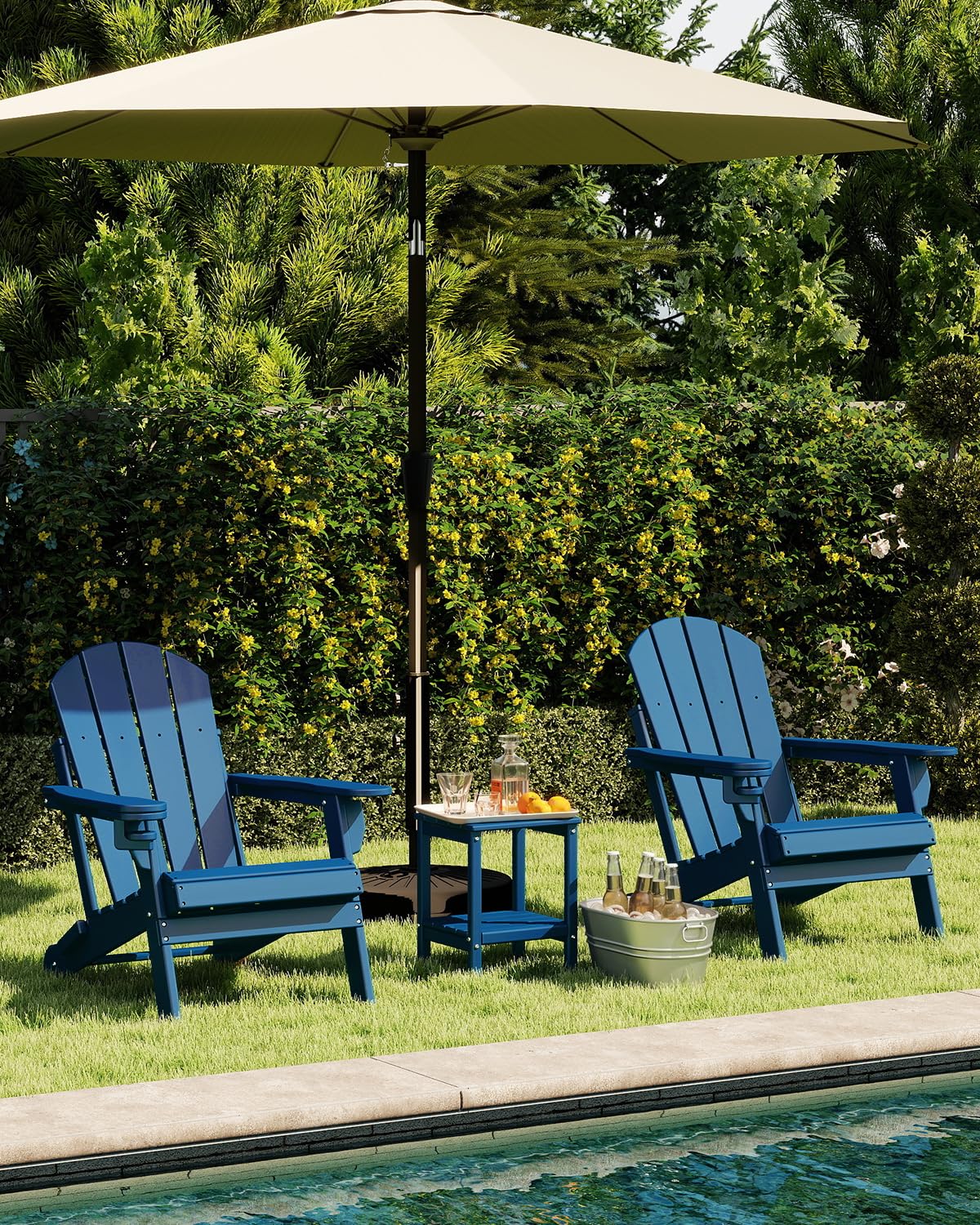Folding Adirondack Chairs Set of 2 Blue O195