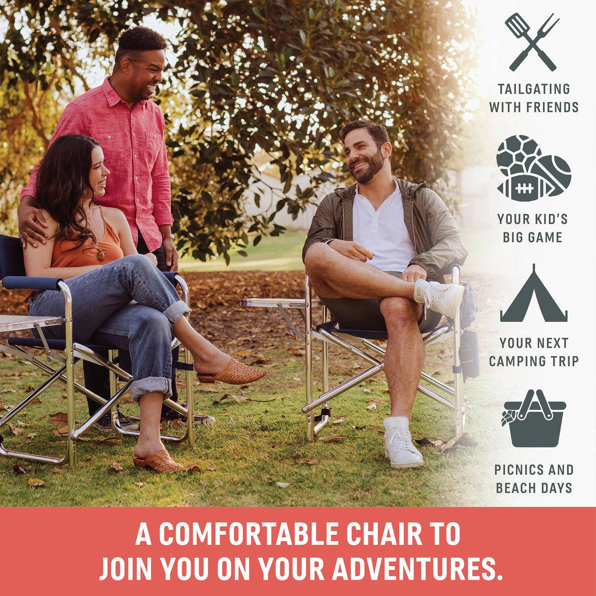 Lightweight Aluminum Folding Outdoor Camping Chair with Side Table S3660